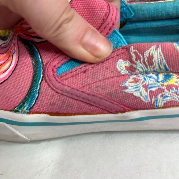 y2k Vintage Ed Hardy Pink Flower Orchid Painted Slip On Sneakers Size 10 - Picture 9 of 11